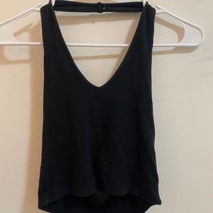 Black halter cropped top